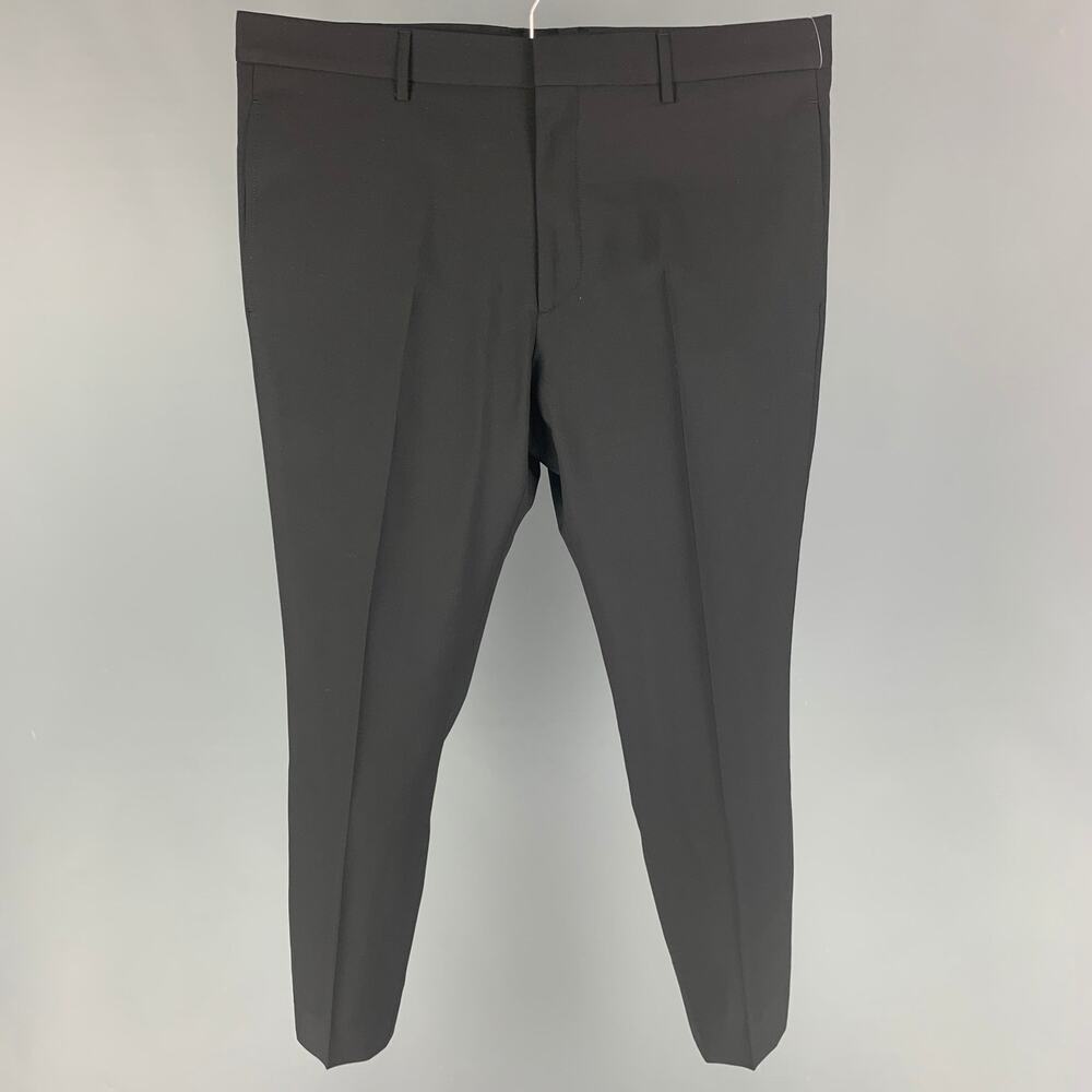 VALENTINO Size 36 Black Wool Mohair Flat Front Dress Pants
